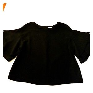 Black Flutter Sleeve Blouse